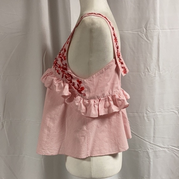 Zara Trafaluc Collection Embroidered Crop Style Ruffled Top - Picture 4 of 12